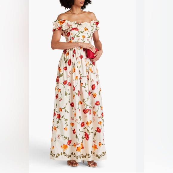 NWOT Agua By Agua Bendita Espliego Oasis Off the Shoulder Maxi Dress Size Medium - Picture 7 of 10